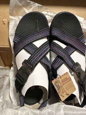 Skechers Reggae - Rise & Shine Black Multi 9 B (M) Sandals